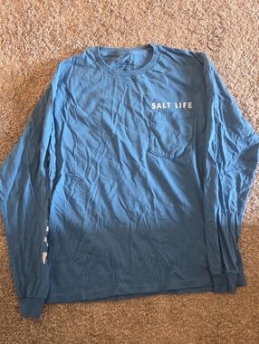 Salt Life Long Sleeve Pocket Tee in Ocean Blue